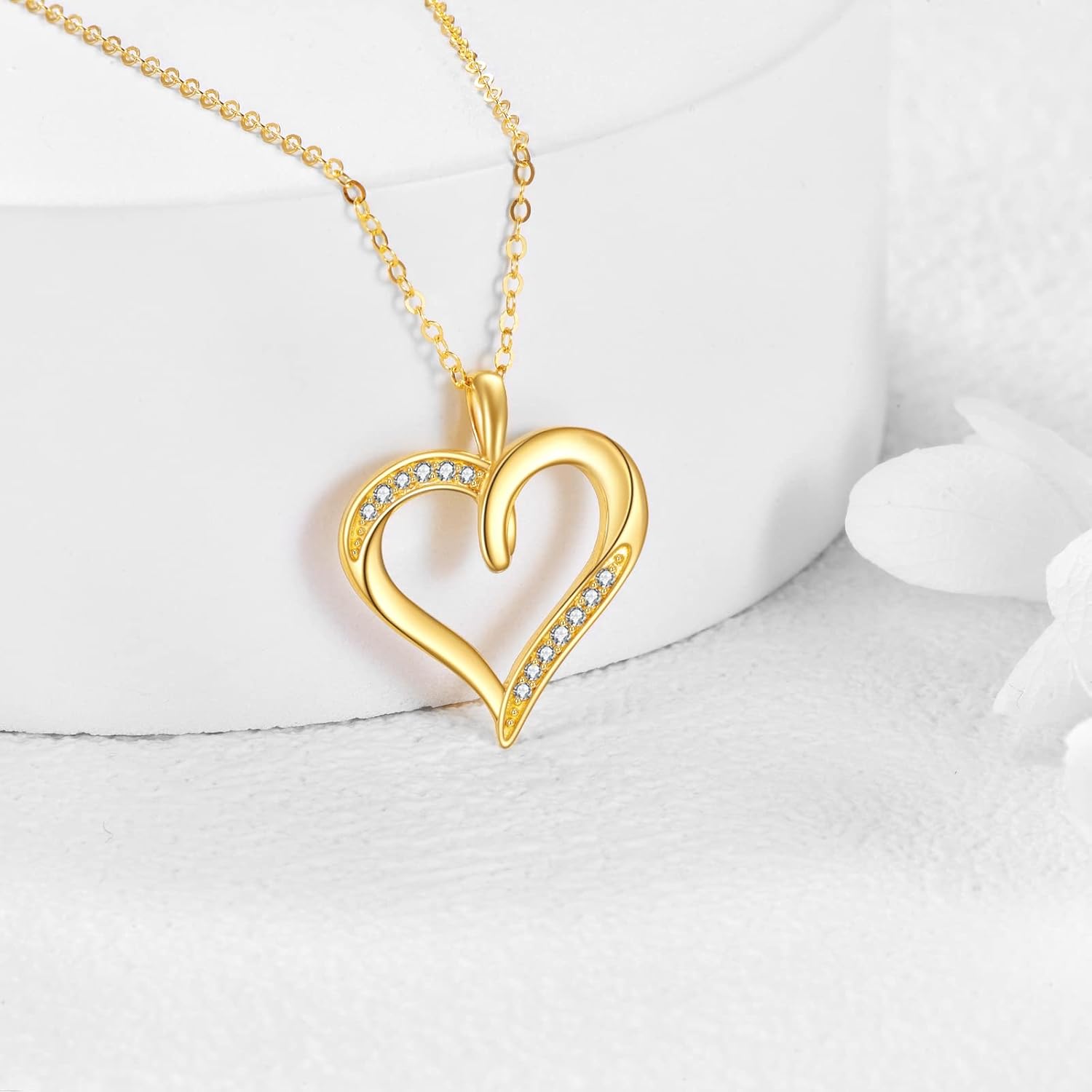 wholesale 14K Gold Diamond Accent Open Heart Necklace - Elegant Fine s for Her-0-2