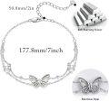 wholesale 925 Sterling Silver Butterfly & Heart Opal Layer Charms Bracelet for Women Girls -0-4