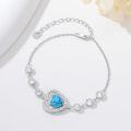wholesale 925 Sterling Silver Heart-Shaped Turquoise and Cubic Zirconia Adjustable Bolo Bracelet for Women's Gifts-0-6