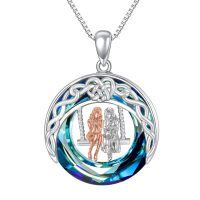 TOUPOP Sterling Silver Crystal Sisters Necklace For Women Birthday Gift-undefined