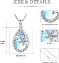 wholesale 925 Sterling Silver Blue Moonstone Sea Life Pendant Necklace with Starfish and Wave Design for Women-0-1
