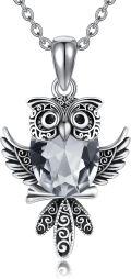 wholesale 925 Sterling Silver Owl Crystal Pendant Necklace for Women Girls Gifts Jewelry Accessories-0-0