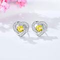 wholesale 925 Sterling Silver Birthstone Heart Stud Earrings Jewelry Gifts for Women-0-13