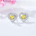 wholesale 925 Sterling Silver Birthstone Heart Stud Earrings Jewelry Gifts for Women-0-13