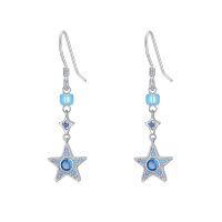 wholesale 925 Sterling Silver Star Earrings Wholesale With Blue Crystals Elegant And Delicate Design-Star-Blue Topaz