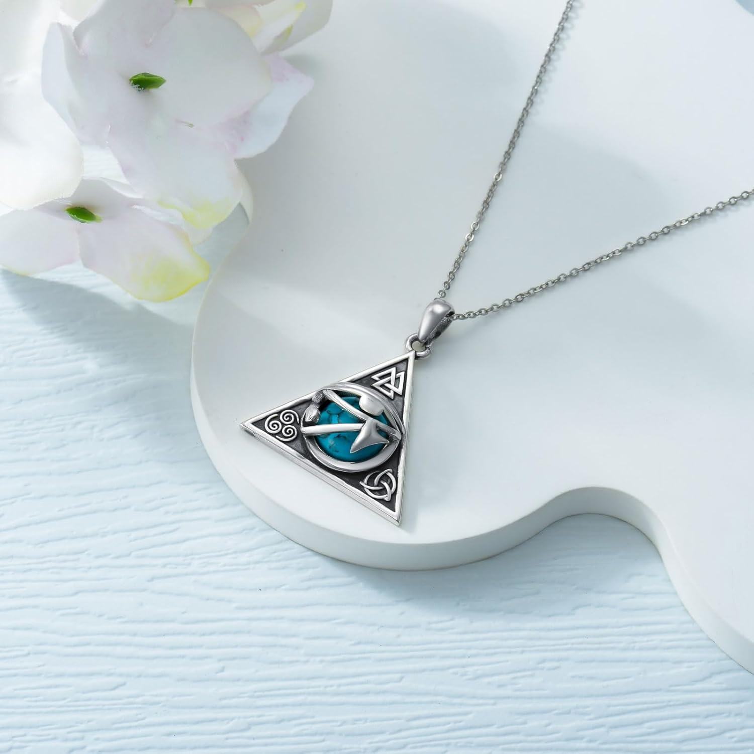 Sterling Silver Evil Eye Lotus Eye of Horus Necklace Spiritual Protection Amulet Gift for Women Men w 18 +2 Chain-0-2