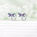 wholesale 925 Sterling Silver Dragonfly Huggie Hoop Earrings with Blue and Purple Enamel Gifts for Women-0-4