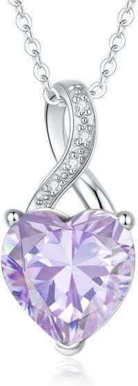 wholesale 925 Sterling Silver 1 10cttw Real Cubic Zirconias Heart Birthstone Necklace for Women Mom Wife-6. June - Jun.