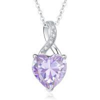 wholesale 925 Sterling Silver Blue Heart Pendant Necklace Wholesale With Crystal Accents-6. June - Jun.