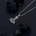 wholesale 925 Sterling Silver Thor's Hammer Mjolnir Pendant with Blue Stone Necklace for Men & Women -0-2