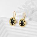 wholesale 925 Sterling Silver Black Onyx Gold Plated Filigree Earrings-0-2
