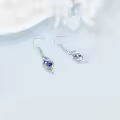 TOUPOP Sterling Silver Aquamarine September Birthstone Dangle Earrings-0-1