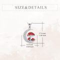 wholesale 925 Sterling Silver Red Enamel Ladybug & Mushroom Crescent Moon CZ Pendant Necklace for Women Girls Gifts-0-5