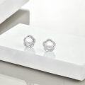 wholesale 925 Sterling Silver 925 Celtic Knot Pearl Studs with Cubic Zirconia (Silver)-0-2