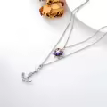 TOUPOP Sterling Silver Crystal Layered Nautical Compass Necklace Gift-0-2
