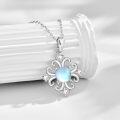 wholesale 925 Sterling Silver Blue Opal Flower CZ Pendant Necklace for Women-0-1