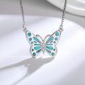 wholesale 925 Sterling Silver with Turquoise and Abalone Shell Butterfly Pendant Necklace for Women-0-4