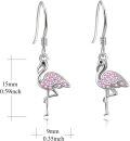 wholesale 925 Sterling Silver Pink Crystal Flamingo Dangle Drop Earrings for Women Gifts-0-1