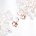 wholesale 925 Sterling Silver Plated Rose Gold  Double Heart Drop Earrings with Cubic Zirconia-0-3