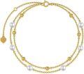 wholesale 14K Gold Chain with Pearls and Beads Anklet for Women - Adjustable Size-0-0
