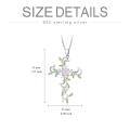 wholesale 925 Sterling Silver Cross Pendant With Green Leaves And Opal Center-0-5