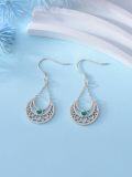 wholesale 925 Sterling Silver Turquoise Bohemian Lotus Drop Earrings for Women-0-3