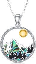 wholesale 925 Sterling Silver Abalone Shell Mountain Wave Mama Bear Pendant Necklace for Nature Lovers-0-0