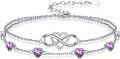 wholesale 925 Sterling Silver & Birthstone Crystal Heart Infinity Love Bracelet for Women - Adjustable Gift for Wife, Mom, Friend-0-0