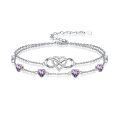 wholesale 925 Sterling Silver Purple Heart Crystal Infinity Bracelet For Women And Girls-0-0