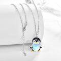 wholesale 925 Sterling Silver Heart-Shaped Moonstone Penguin Pendant Necklace-0-2