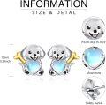 wholesale 925 Sterling Silver Moonstone Dog Bone Heart Stud Earrings for Women Gift-0-5