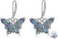 wholesale 925 Sterling Silver Blue Abalone Shell Butterfly Drop Earrings for Women-0-0