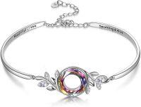 wholesale Metal Sterling Silver Crystal Bangle Bracelet for Women Inspirational Jewelry Gifts-Volcano