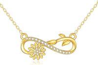 wholesale 14K Gold Infinity Sunflower Pendant Necklace for Women Girls Gifts-Gold-Sunflower Necklace