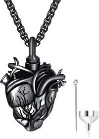 wholesale 925 Sterling Silver Aunt Cremation Necklace Wholesale Engraved Heart Urn Pendant-Heart (Black)-Heart-Personalized (Black)