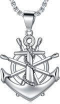 wholesale 925 Sterling Silver Nautical Anchor with Rope Wheel Pendant Necklace for Men & Women-0-0