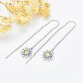 wholesale 925 Sterling Silver Yellow Stone Daisy Flower Threader Dangle Earrings 925 Jewelry for Women Girls Gift Idea Minimalist Fashion Accessories Lightweight Hypoallergenic Nickel Free Safe Made in USA-0-3