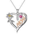 TOUPOP Sterling Silver Mom Birthflower Necklace For Women-0-0