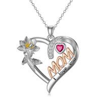 TOUPOP Sterling Silver Mom Birthflower Necklace For Women-undefined
