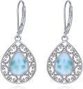 wholesale 925 Sterling Silver Larimar Teardrop Leverback Dangle Earrings for Women-0-0