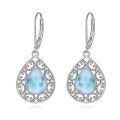wholesale 925 Sterling Silver Larimar Drop Earrings Platinum Plated Filigree Teardrop Dangle Earrings For Women-0-0