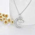 wholesale 925 Sterling Silver Moonstone & Cubic Zirconia Moon Saturn Necklace, Celestial Jewelry Gift for Astronomy Lovers-0-1