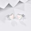 wholesale 925 Sterling Silver Heart Shape Mother of Pearl Stud Earrings for Women Girls Gifts Jewelry Accessories Hypoallergenic Safe 6MM Size-0-1