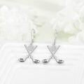 wholesale 925 Sterling Silver Crossed Golf Clubs & Ball Leverback Drop Earrings Sporty Gifts for Women-0-2