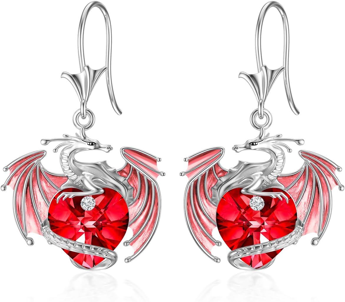 wholesale 925 Sterling Silver & Austrian Crystal Dragon Heart Earrings, 1.0 Lead/Nickel-Free, Gift Box-0-0