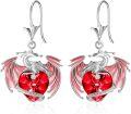 wholesale 925 Sterling Silver & Austrian Crystal Dragon Heart Earrings, 1.0 Lead/Nickel-Free, Gift Box-0-0