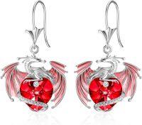 wholesale 925 Sterling Silver & Austrian Crystal Dragon Heart Earrings, 1.0 Lead/Nickel-Free, Gift Box-07-Jul