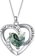 wholesale 925 Sterling Silver Green Turquoise Heart Pendant Necklaces for Women I love you to the moon and back Statement s-0-0