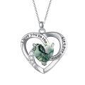 wholesale 925 Sterling Silver Heart Pendant Necklace With Green Stone And 'i Love You To The Moon And Back' Engraving-0-0