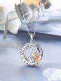 wholesale  S925 Sterling Silver Blue Crystal Rose Gold Plated Fox Moon Necklace for Luck Fortune Gift-0-3
